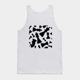 Chess Pieces Pattern (Black) Tank Top